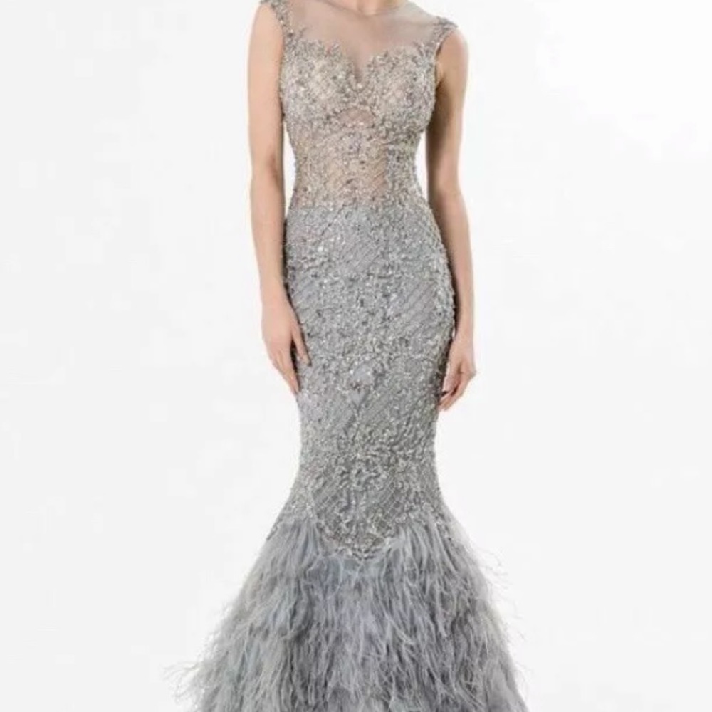 Terani beaded feather gown